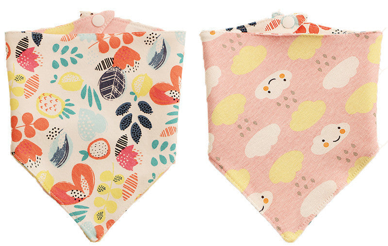 KFX-4839741 Reversible Cotton Triangle Scarf for Babies - Fun Prints Including Dolphins, Pineapples, and Cacti