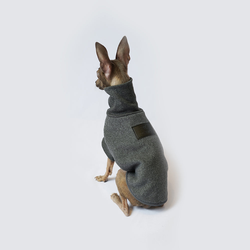 KFX-4841533 Windproof Thickened Polar Flannel Dog Coat for Autumn and Winter in Gray