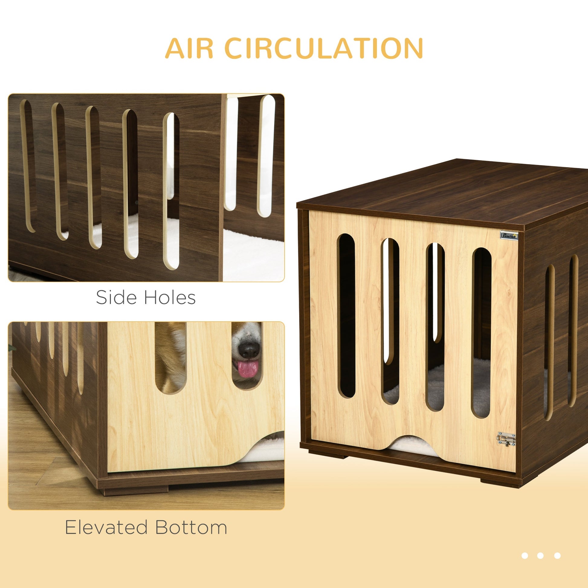 KFX-4842813 Furniture Style Dog Crate End Table with Cushioned Bed and Removable Door Panel for Small to Medium Dogs, Brown