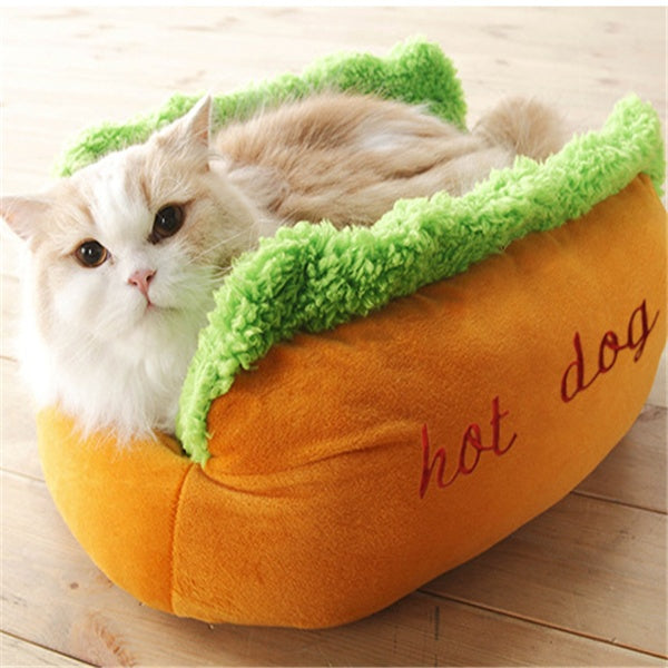 KFX-4843197 Comfortable Hot Dog Shape Pet Kennel with Removable Cushion and Non-Slip Bottom