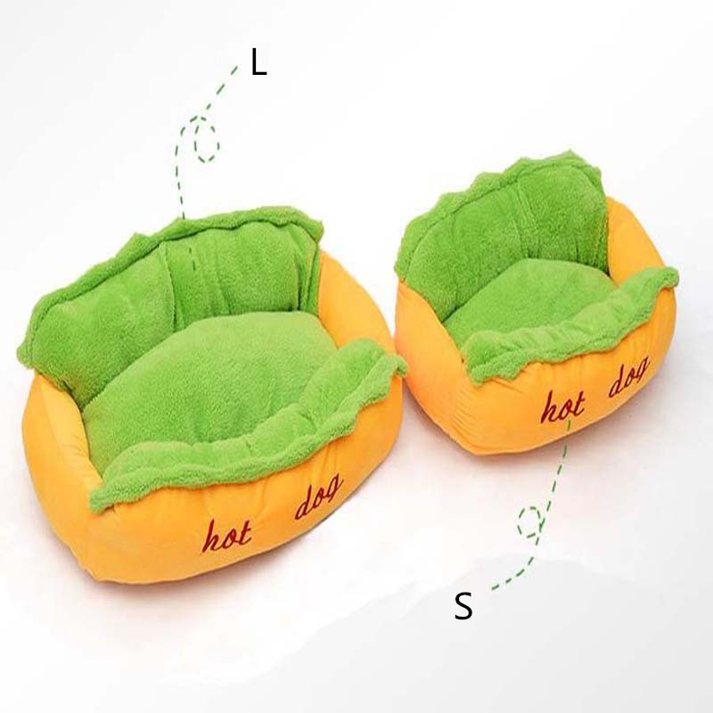 KFX-4843197 Comfortable Hot Dog Shape Pet Kennel with Removable Cushion and Non-Slip Bottom