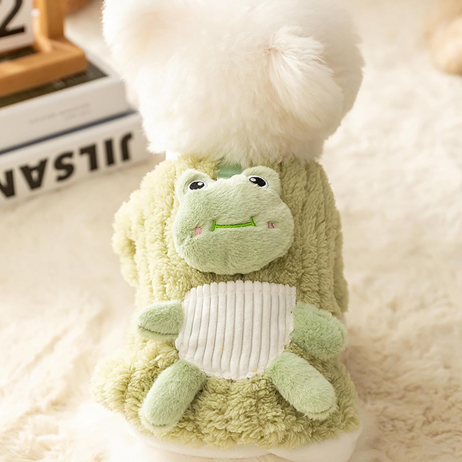 KFX-4843709 Cute 3D Frog Design Plush Dog and Cat Hoodie for Small and Medium Pets