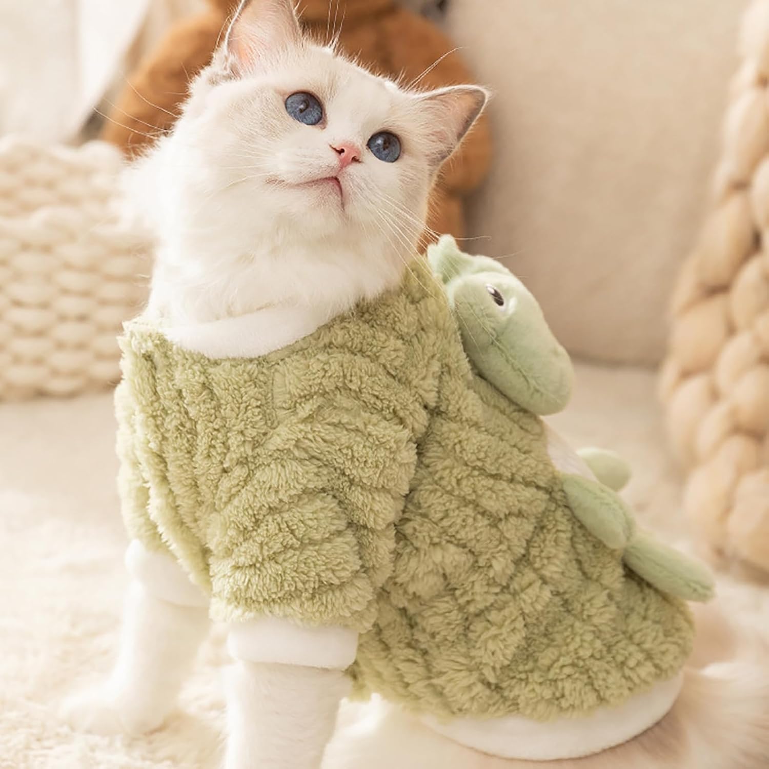 KFX-4843709 Cute 3D Frog Design Plush Dog and Cat Hoodie for Small and Medium Pets