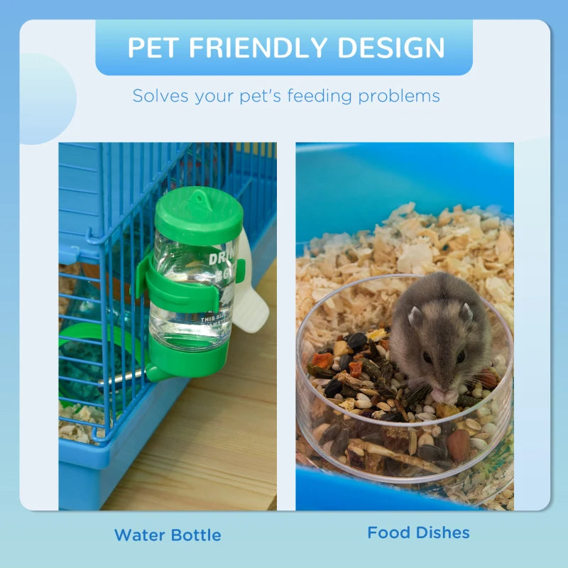 KFX-4848573 5-Tier Blue Hamster Cage with Tubes, Ramps, and Accessories for Small Pets