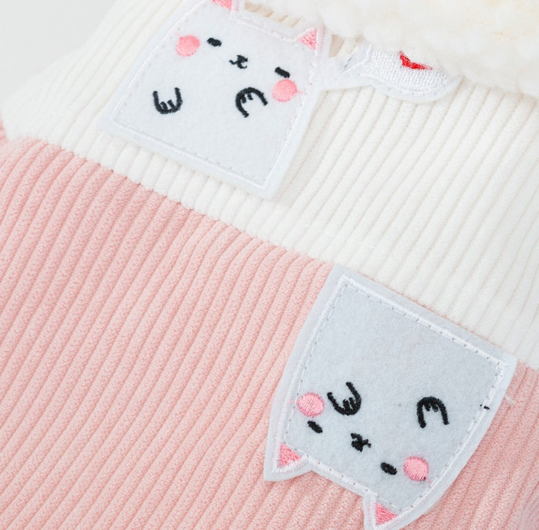 KFX-4849341 Cute Cartoon Pet Cotton Corduroy & Lamb Wool Jacket - Various Sizes Available