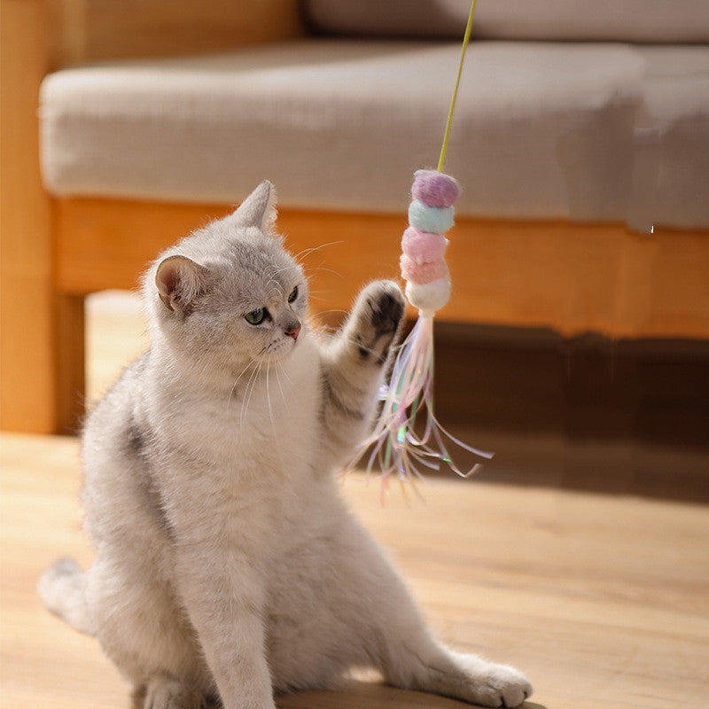 KFX-4849725 Funny Cat Stick with Elastic Rope and Self-healing Plush Toys - 165cm Length, Multiple Color Options
