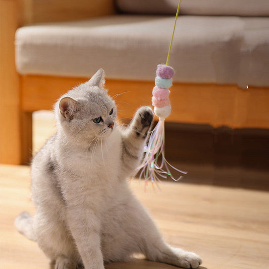 KFX-4849725 Funny Cat Stick with Elastic Rope and Self-healing Plush Toys - 165cm Length, Multiple Color Options