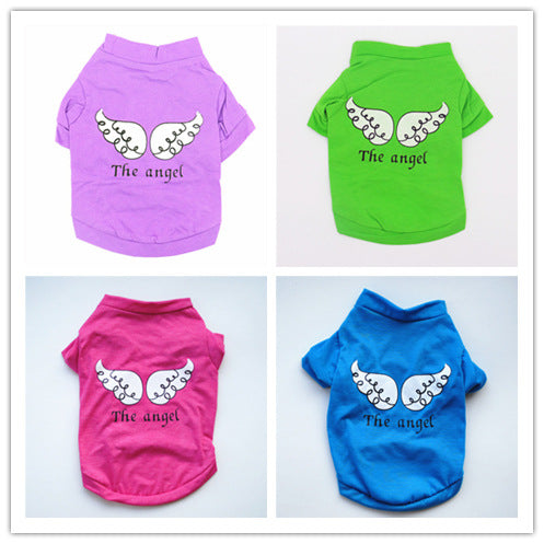 KFX-4850493 Casual Cotton Dog T-Shirt with Short Sleeves in Purple, Rose Red, and Dark Blue
