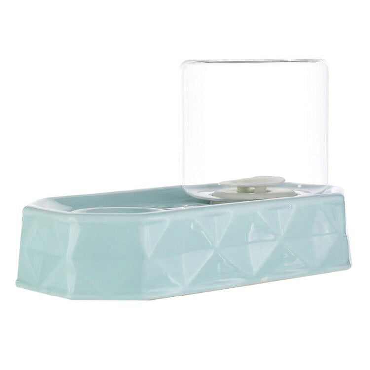 KFX-4850749 Pet Non-Wet Mouth Water Dispenser for Cats and Dogs - Ceramic Base with High Borosilicate Glass, Pink, Green, White