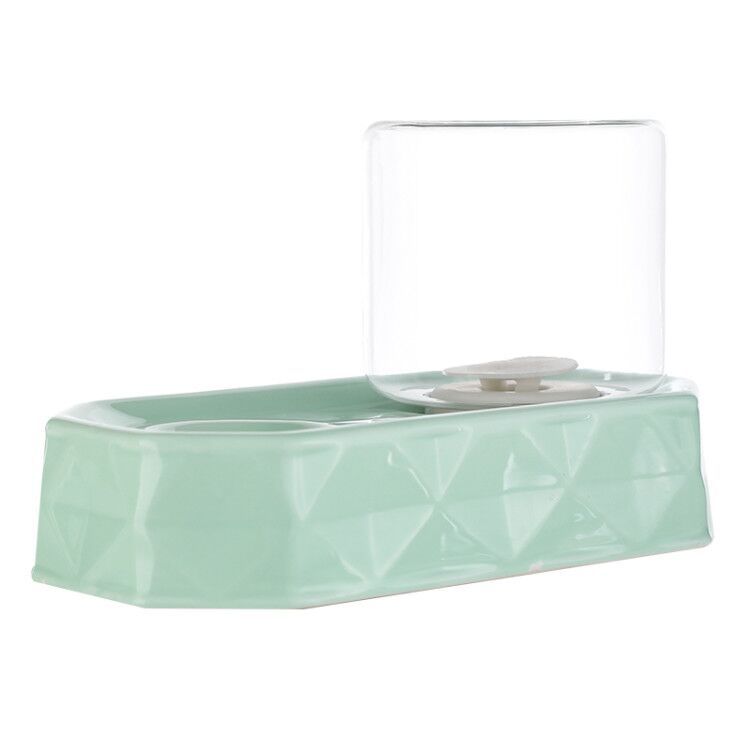 KFX-4850749 Pet Non-Wet Mouth Water Dispenser for Cats and Dogs - Ceramic Base with High Borosilicate Glass, Pink, Green, White
