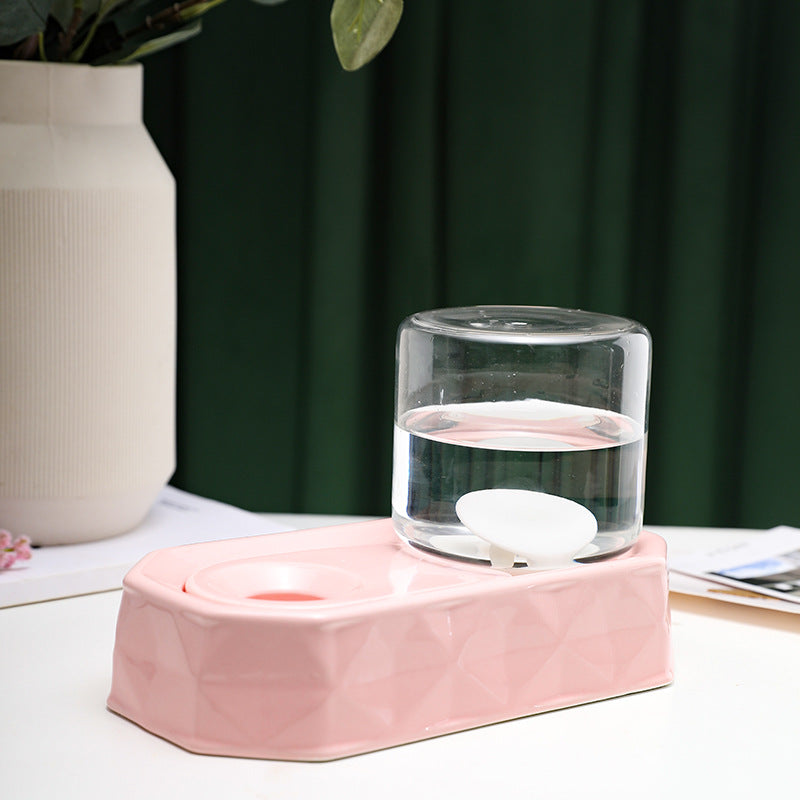 KFX-4850749 Pet Non-Wet Mouth Water Dispenser for Cats and Dogs - Ceramic Base with High Borosilicate Glass, Pink, Green, White