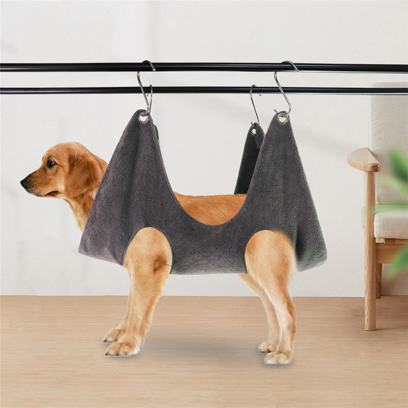 KFX-4853053 Pet Grooming Hammock for Small and Medium Dogs and Cats, Thickened Flannel Material in Blue, Rose Red, and Gray