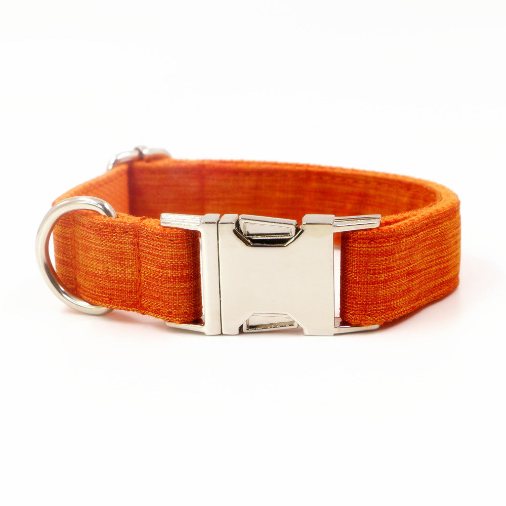 KFX-4854461 Orange Polyester Pet Collar and Leash Set with Bow, Available in Multiple Sizes