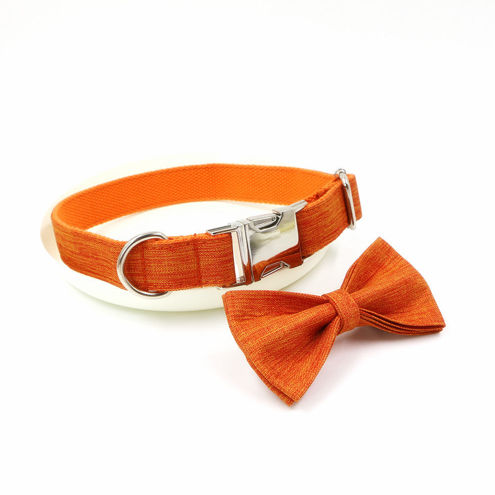 KFX-4854461 Orange Polyester Pet Collar and Leash Set with Bow, Available in Multiple Sizes