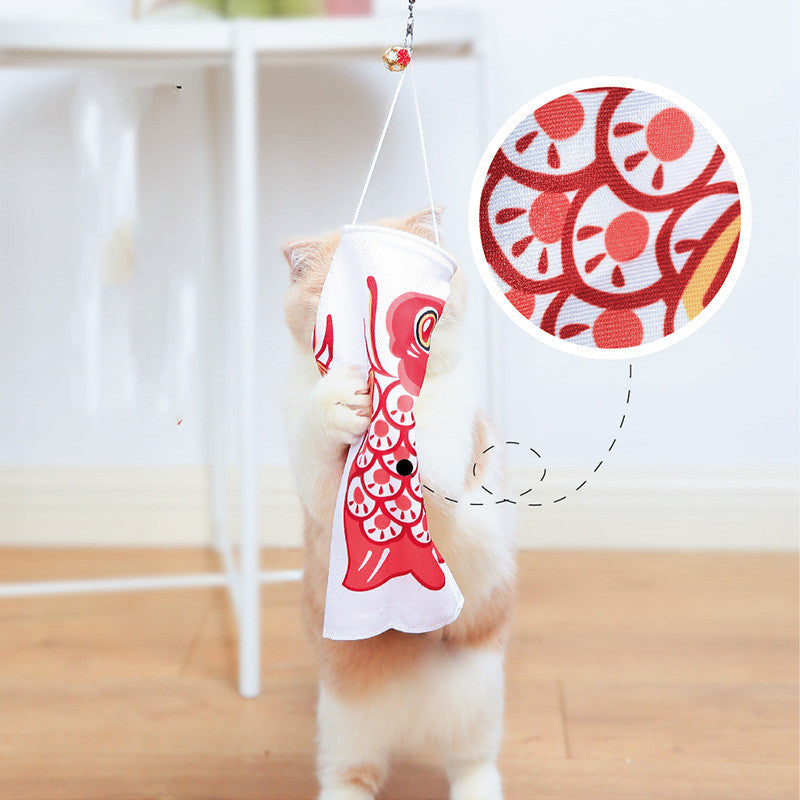 KFX-4855485 Telescopic Fishing Rod with Carp Streamer and Bell for Cats