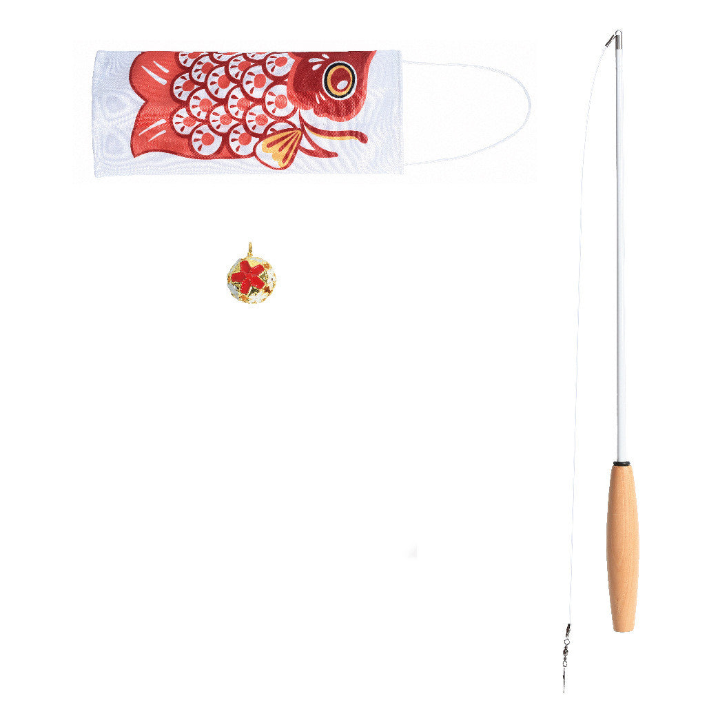 KFX-4855485 Telescopic Fishing Rod with Carp Streamer and Bell for Cats