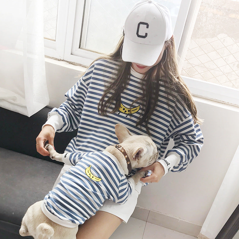 KFX-4855741 Striped Parent-Child Cotton Sweater Set for Small Dogs and Cats
