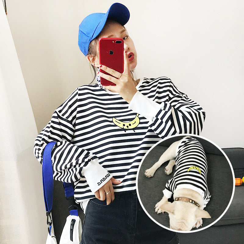 KFX-4855741 Striped Parent-Child Cotton Sweater Set for Small Dogs and Cats