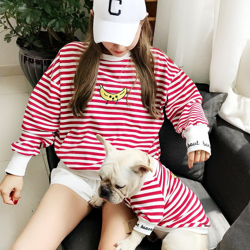 KFX-4855741 Striped Parent-Child Cotton Sweater Set for Small Dogs and Cats