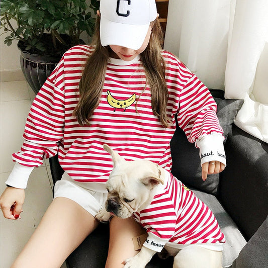 KFX-4855741 Striped Parent-Child Cotton Sweater Set for Small Dogs and Cats