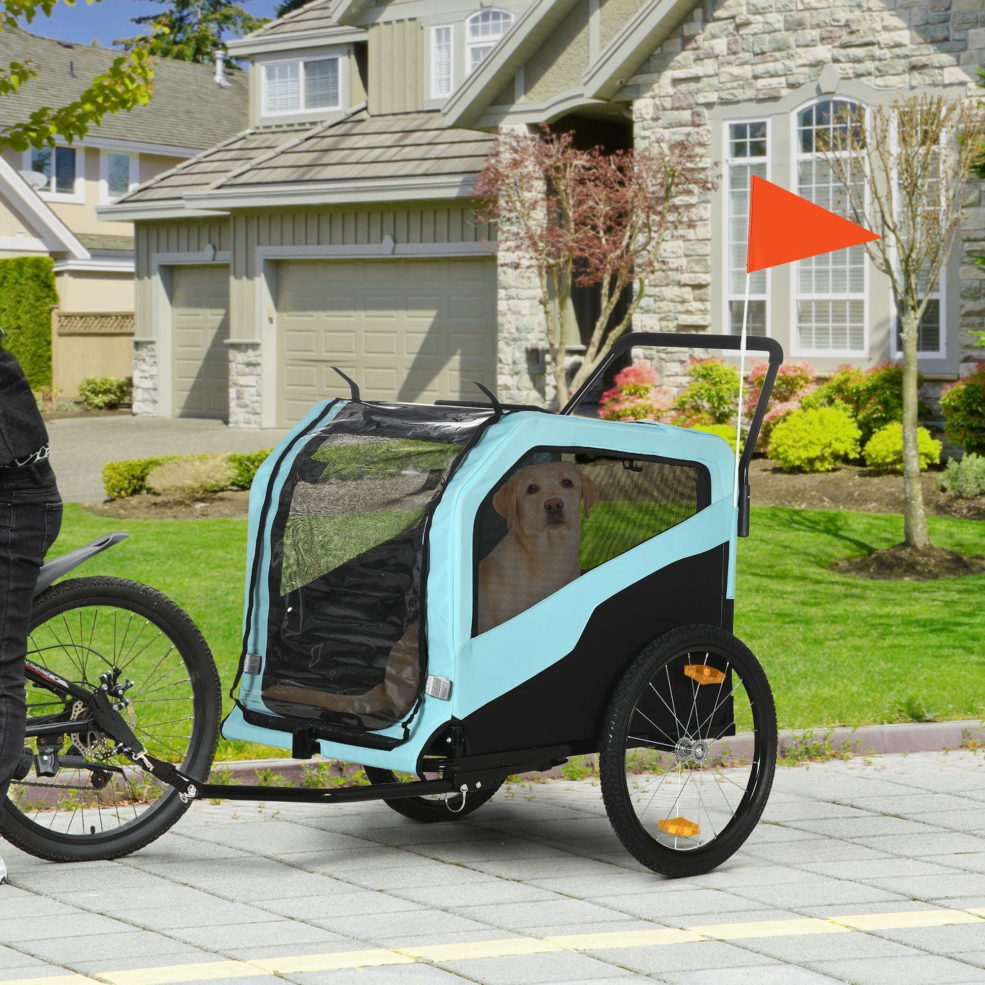 KFX-4856125 2-in-1 Dog Bike Trailer and Stroller Carrier for Large Dogs with Safety Features