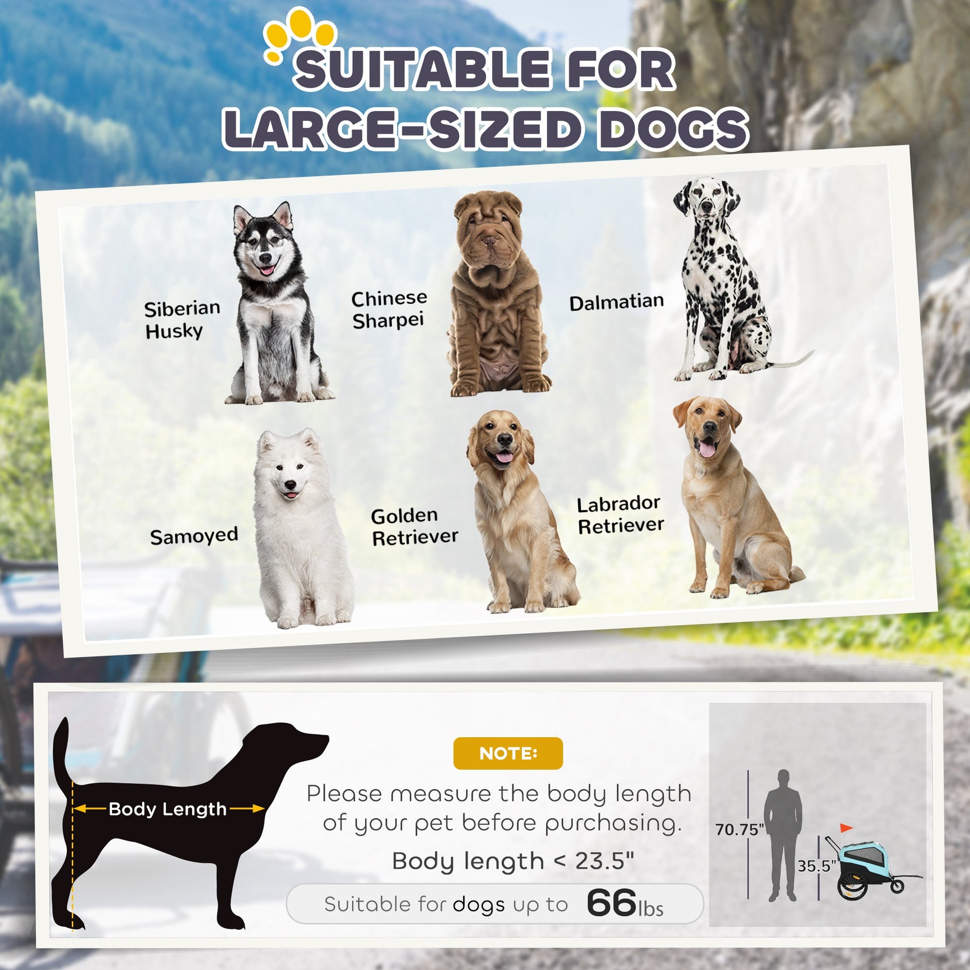 KFX-4856125 2-in-1 Dog Bike Trailer and Stroller Carrier for Large Dogs with Safety Features