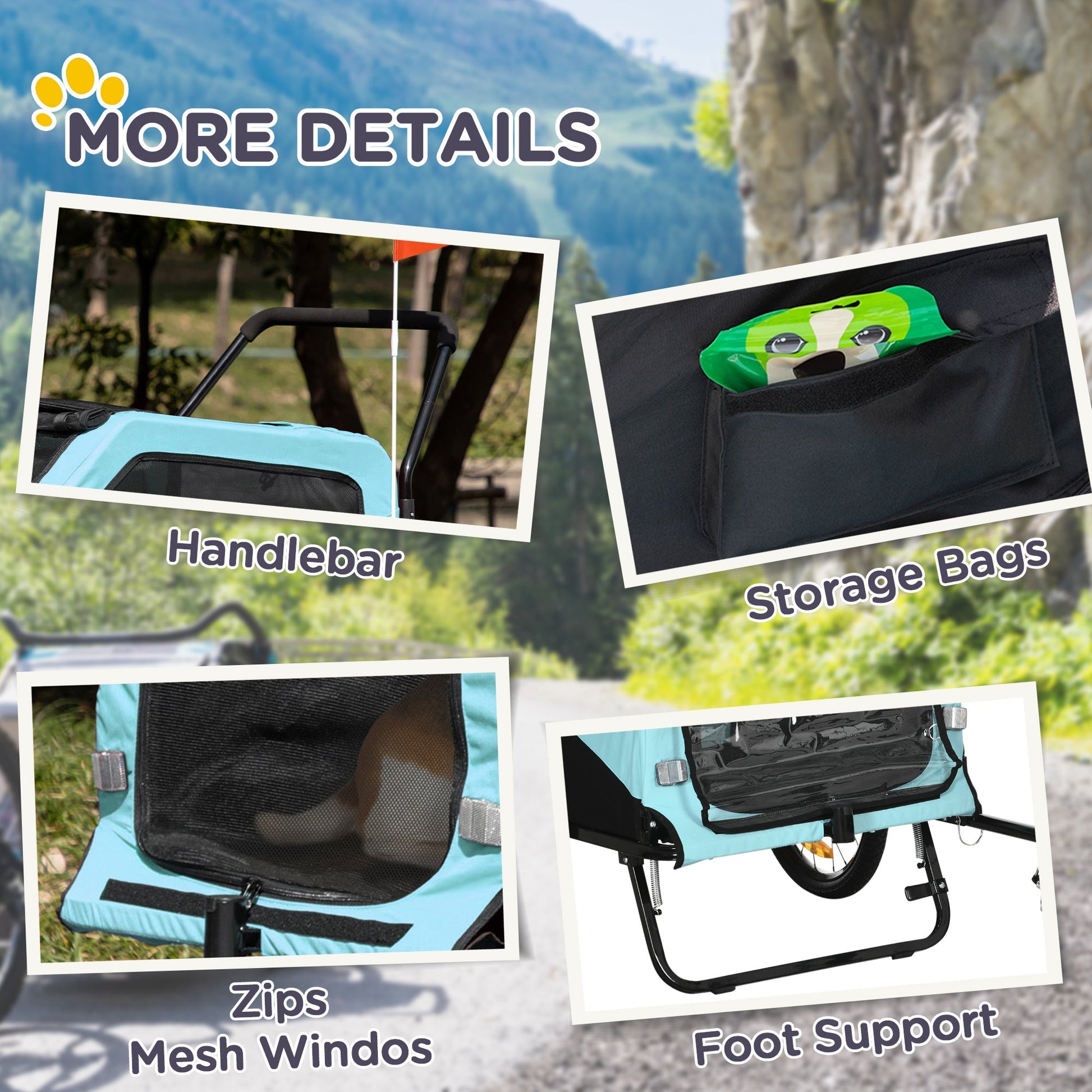 KFX-4856125 2-in-1 Dog Bike Trailer and Stroller Carrier for Large Dogs with Safety Features