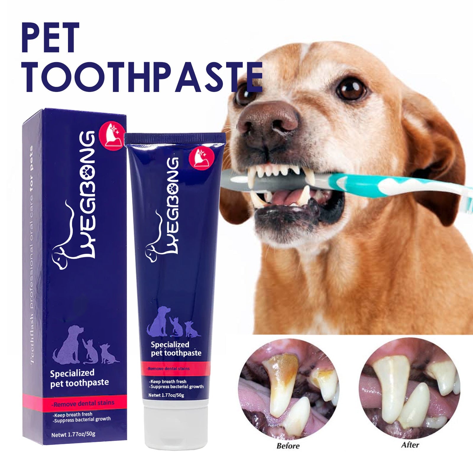 KFX-4856253 Pet Oral Cleansing Cream for Dogs and Cats - 50g Odor Neutralizing Toothpaste