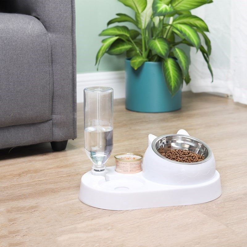 KFX-4856637 Eco-Friendly Double Cat and Dog Bowl - Adjustable Height Pet Drinking and Feeding Station in Multiple Colors
