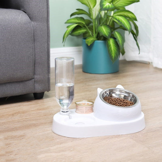 KFX-4856637 Eco-Friendly Double Cat and Dog Bowl - Adjustable Height Pet Drinking and Feeding Station in Multiple Colors