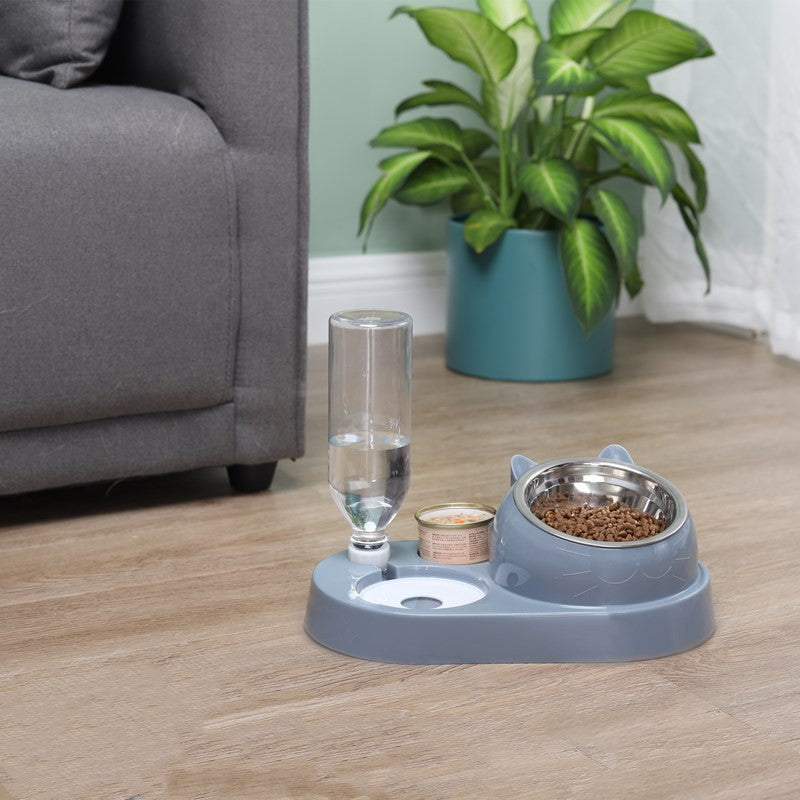 KFX-4856637 Eco-Friendly Double Cat and Dog Bowl - Adjustable Height Pet Drinking and Feeding Station in Multiple Colors
