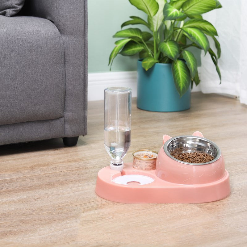 KFX-4856637 Eco-Friendly Double Cat and Dog Bowl - Adjustable Height Pet Drinking and Feeding Station in Multiple Colors