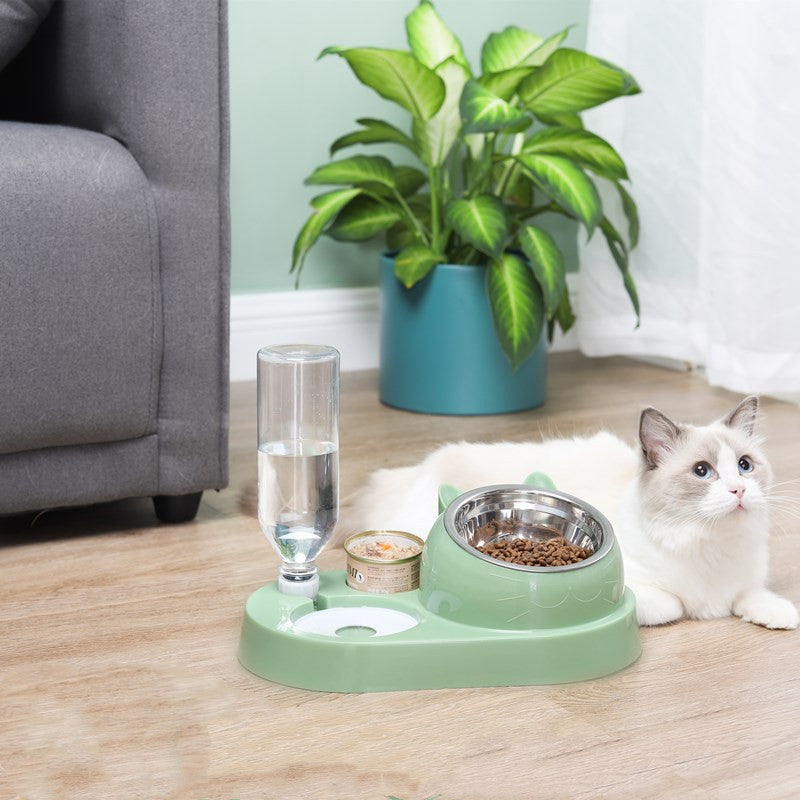 KFX-4856637 Eco-Friendly Double Cat and Dog Bowl - Adjustable Height Pet Drinking and Feeding Station in Multiple Colors