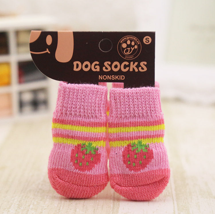 KFX-4857277 Dog Socks for Small to Medium Breeds - Pink & Yellow Set of 4