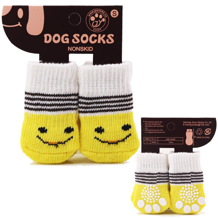 KFX-4857277 Dog Socks for Small to Medium Breeds - Pink & Yellow Set of 4