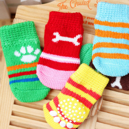 KFX-4857277 Dog Socks for Small to Medium Breeds - Pink & Yellow Set of 4