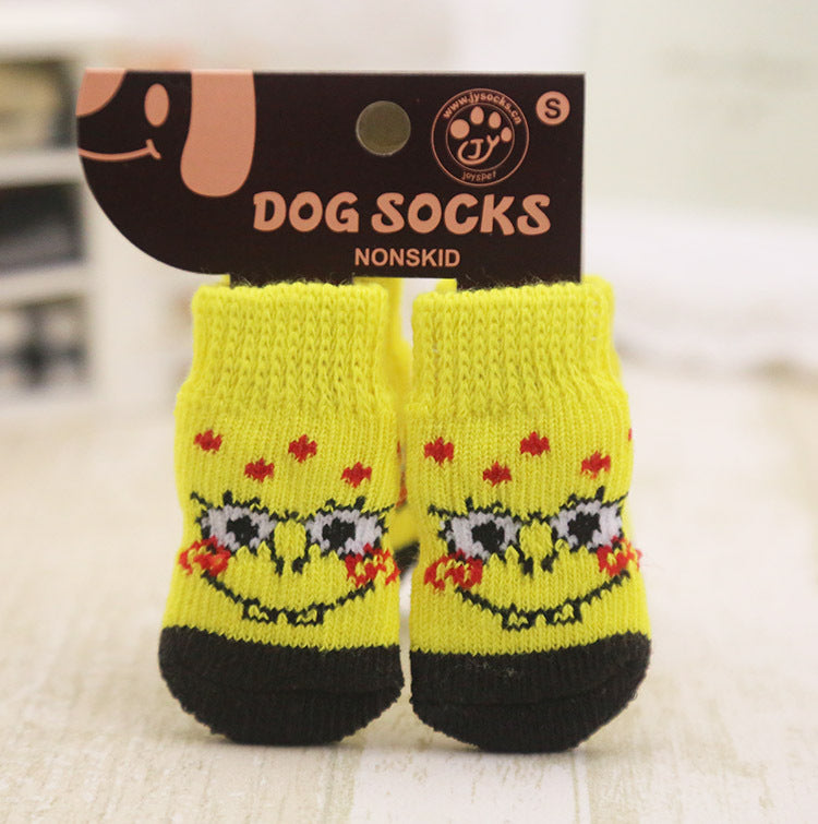 KFX-4857277 Dog Socks for Small to Medium Breeds - Pink & Yellow Set of 4