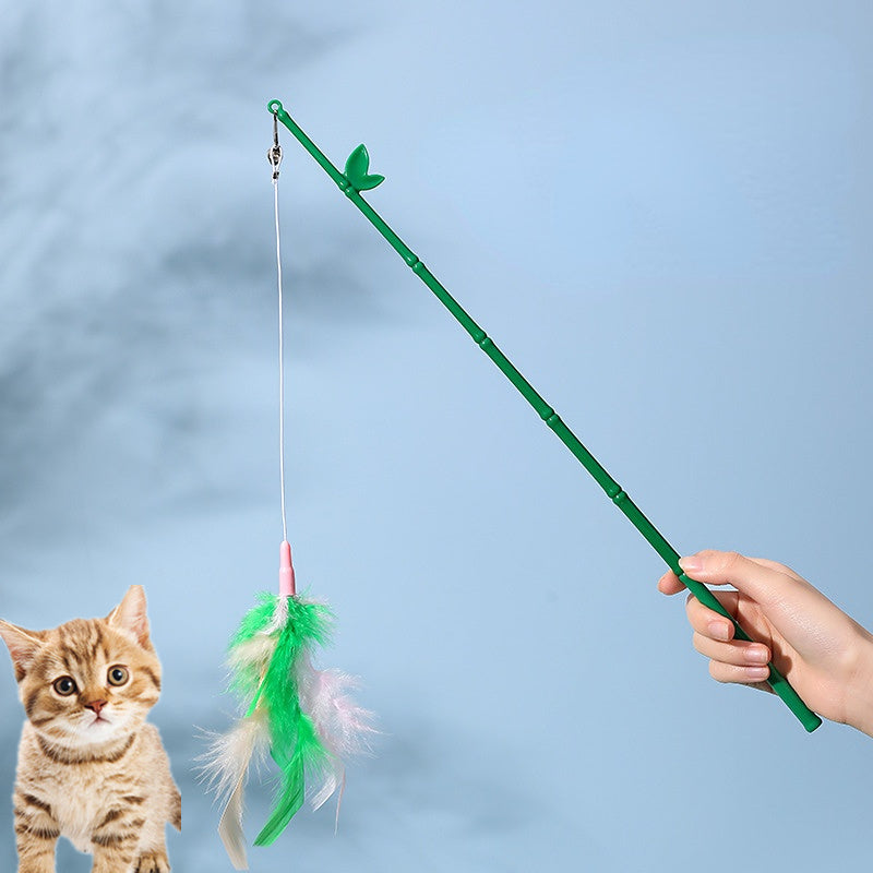 KFX-4857917 Interactive Cat Feather Wand with Bells - Durable, Safe and Stimulating Toy for Cats of All Ages