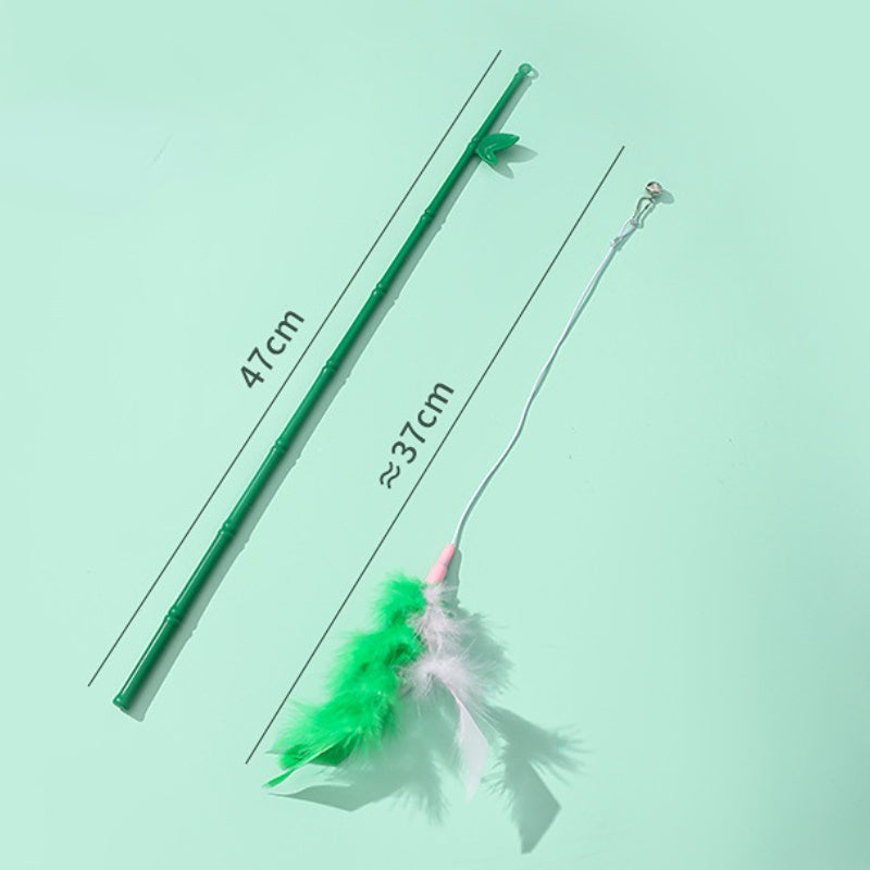 KFX-4857917 Interactive Cat Feather Wand with Bells - Durable, Safe and Stimulating Toy for Cats of All Ages