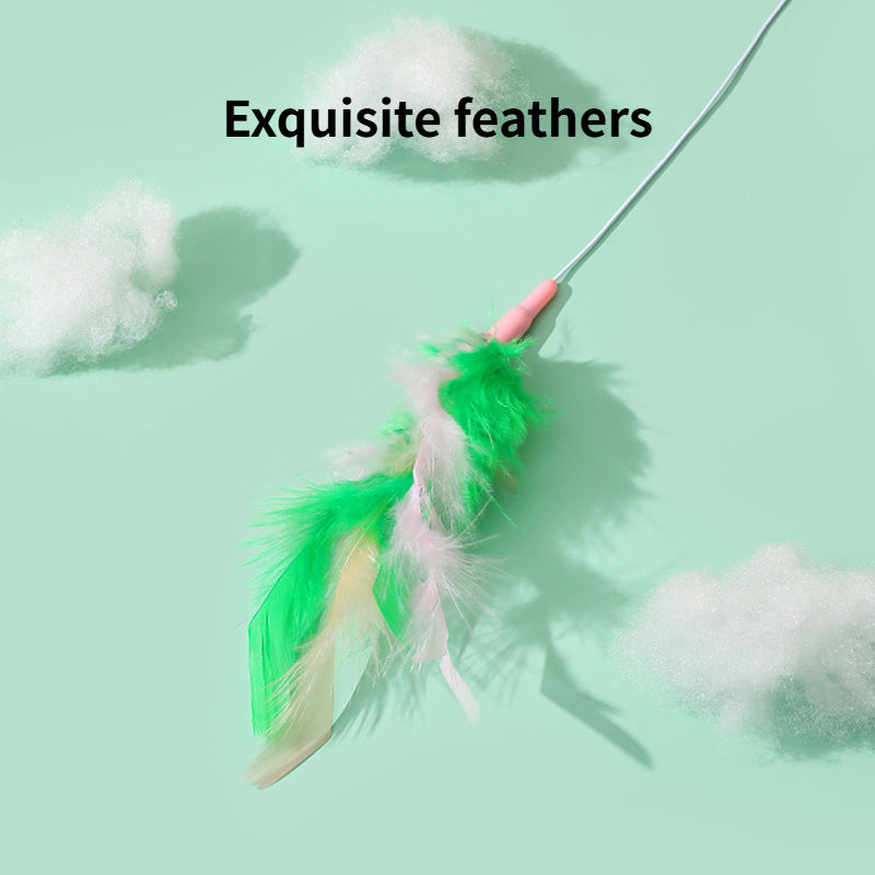 KFX-4857917 Interactive Cat Feather Wand with Bells - Durable, Safe and Stimulating Toy for Cats of All Ages