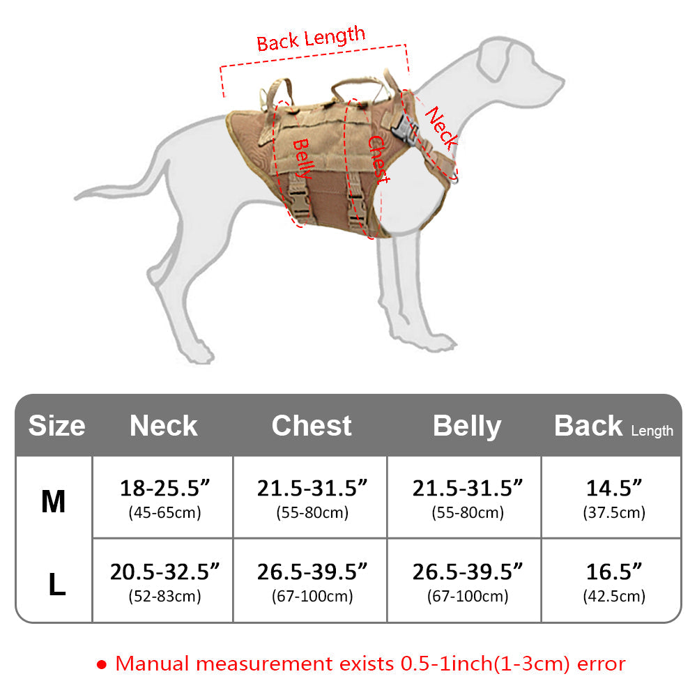 KFX-4859709 Tactical Dog Outdoor Vest Suit - Padded Nylon, Water Resistant, Available in Brown, Black, and Green