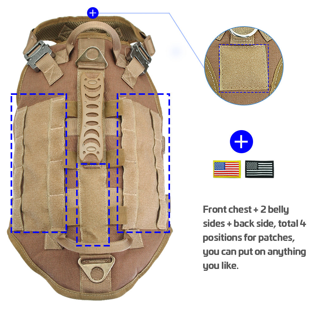 KFX-4859709 Tactical Dog Outdoor Vest Suit - Padded Nylon, Water Resistant, Available in Brown, Black, and Green