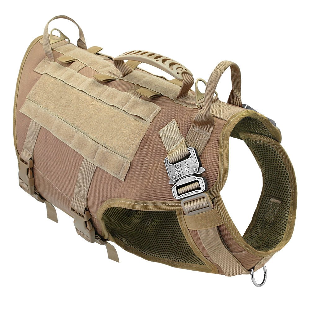 KFX-4859709 Tactical Dog Outdoor Vest Suit - Padded Nylon, Water Resistant, Available in Brown, Black, and Green