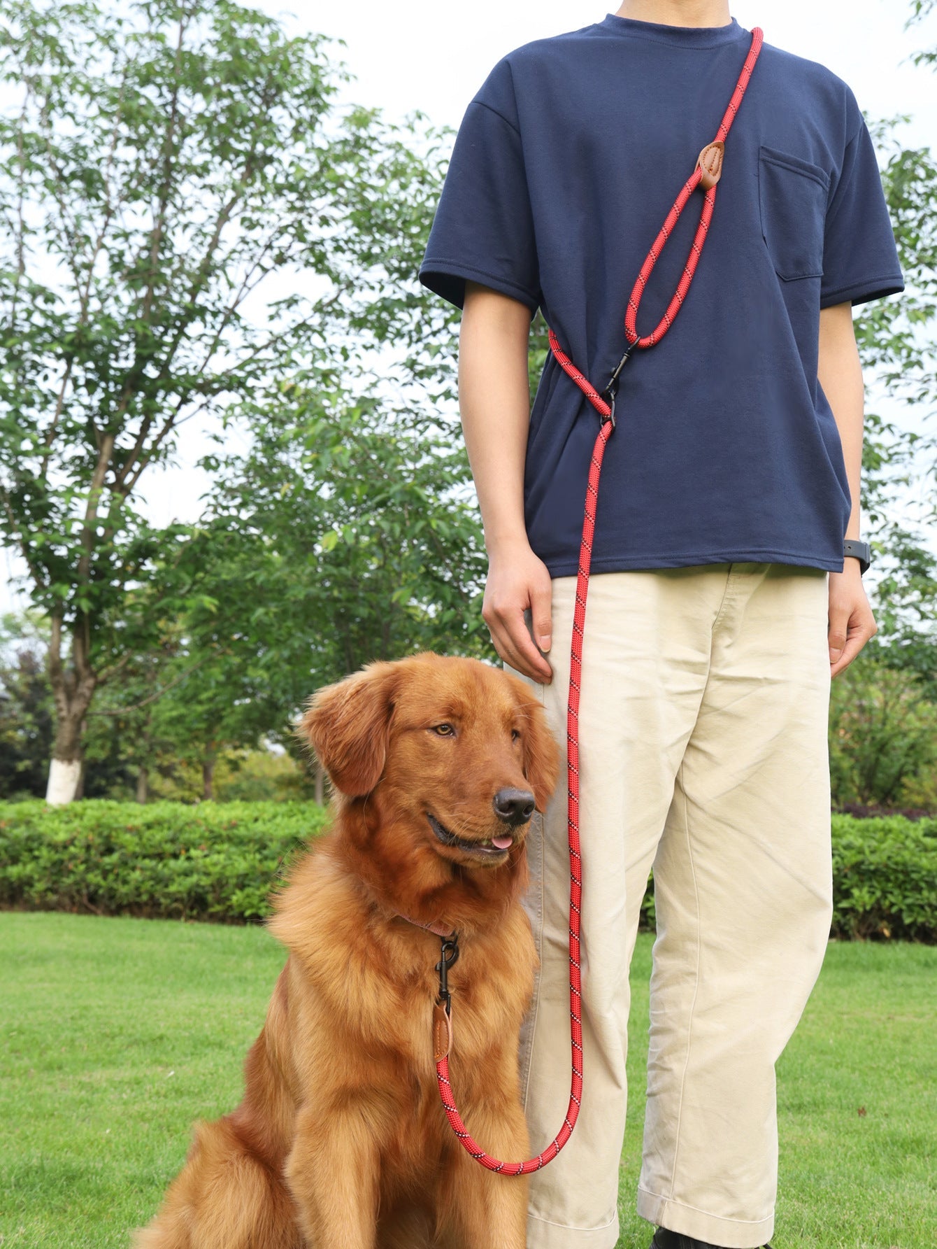 KFX-4860221 Adjustable Reflective Pet Hand Holding Rope - Versatile Polyester Leash in Multiple Colors