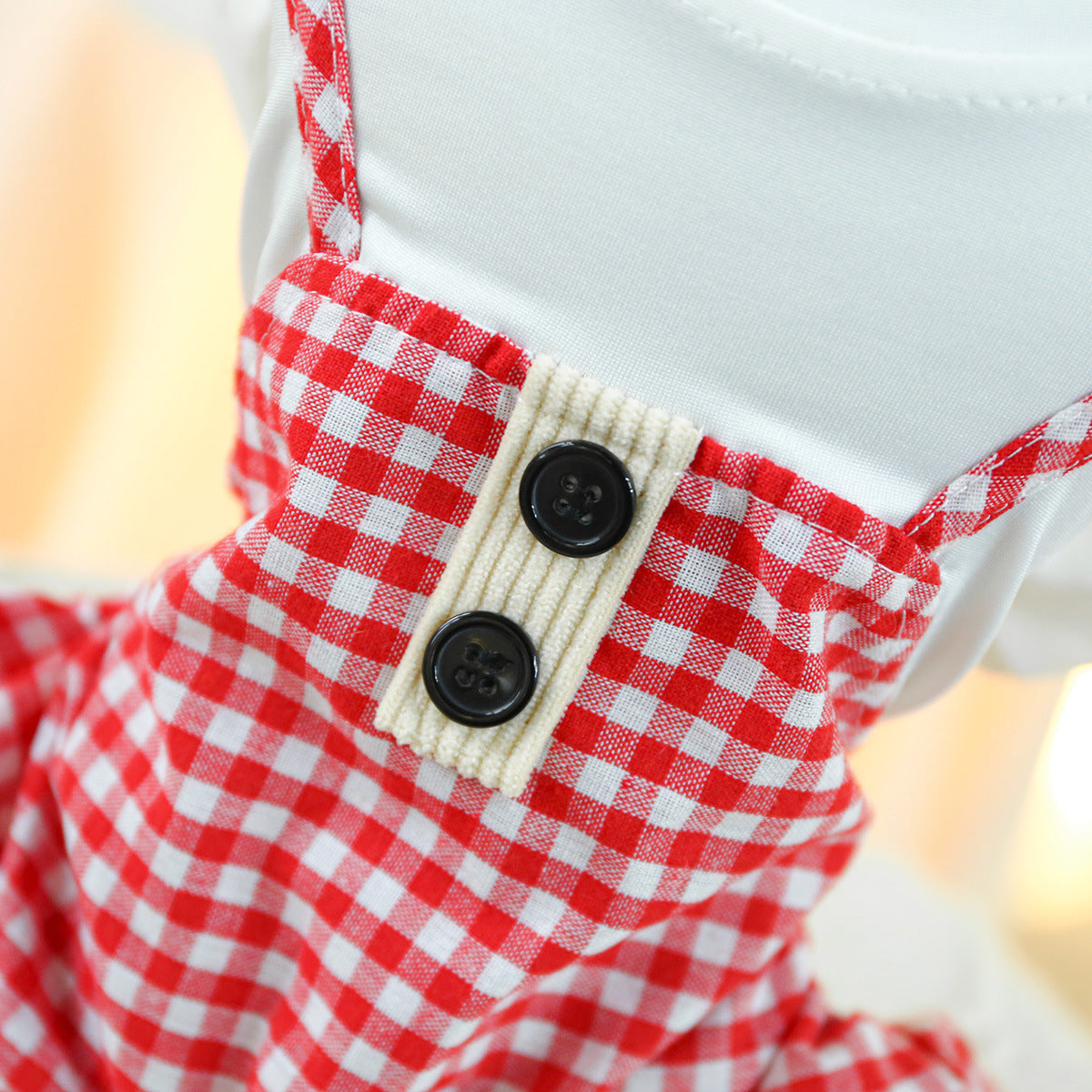 KFX-4860989 Plaid Overalls for Dogs in Black & White or Red & White - Casual Polyester Pet Clothing