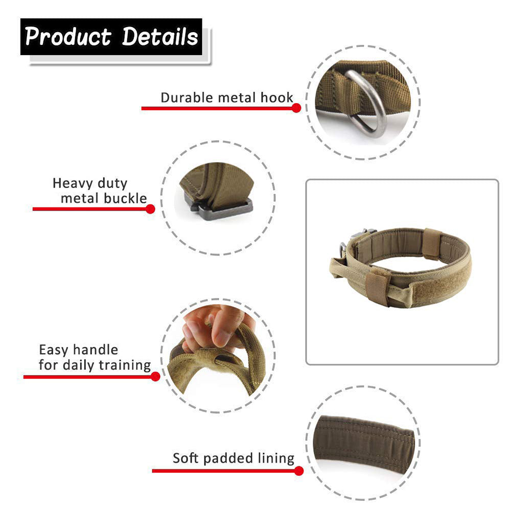 KFX-4862397 Durable Tactical Dog Collar with Velcro and Quick Release Buckle, Adjustable Nylon, Multiple Colors
