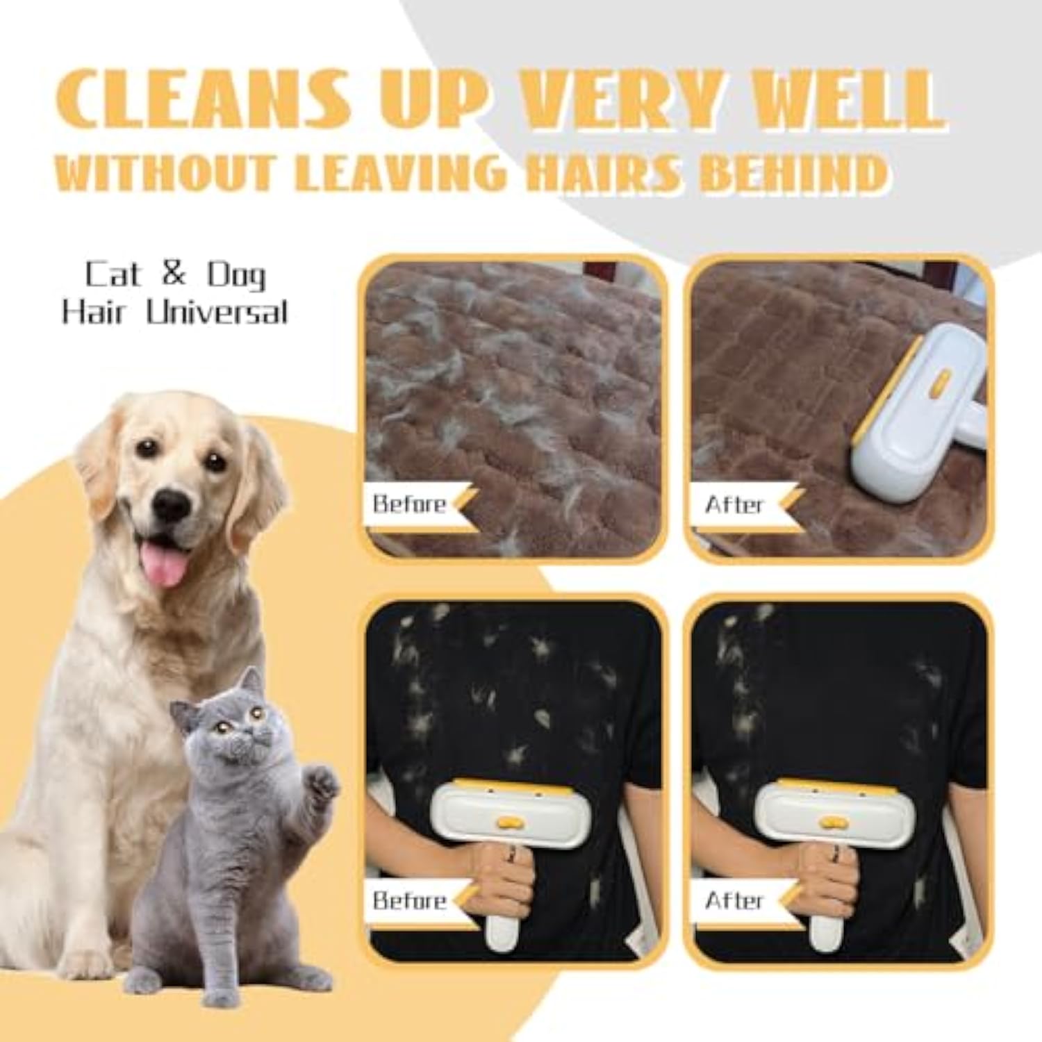 KFX-4863677 Portable Pet Hair Remover with Cute Design for Effortless Fur Removal on Any Surface