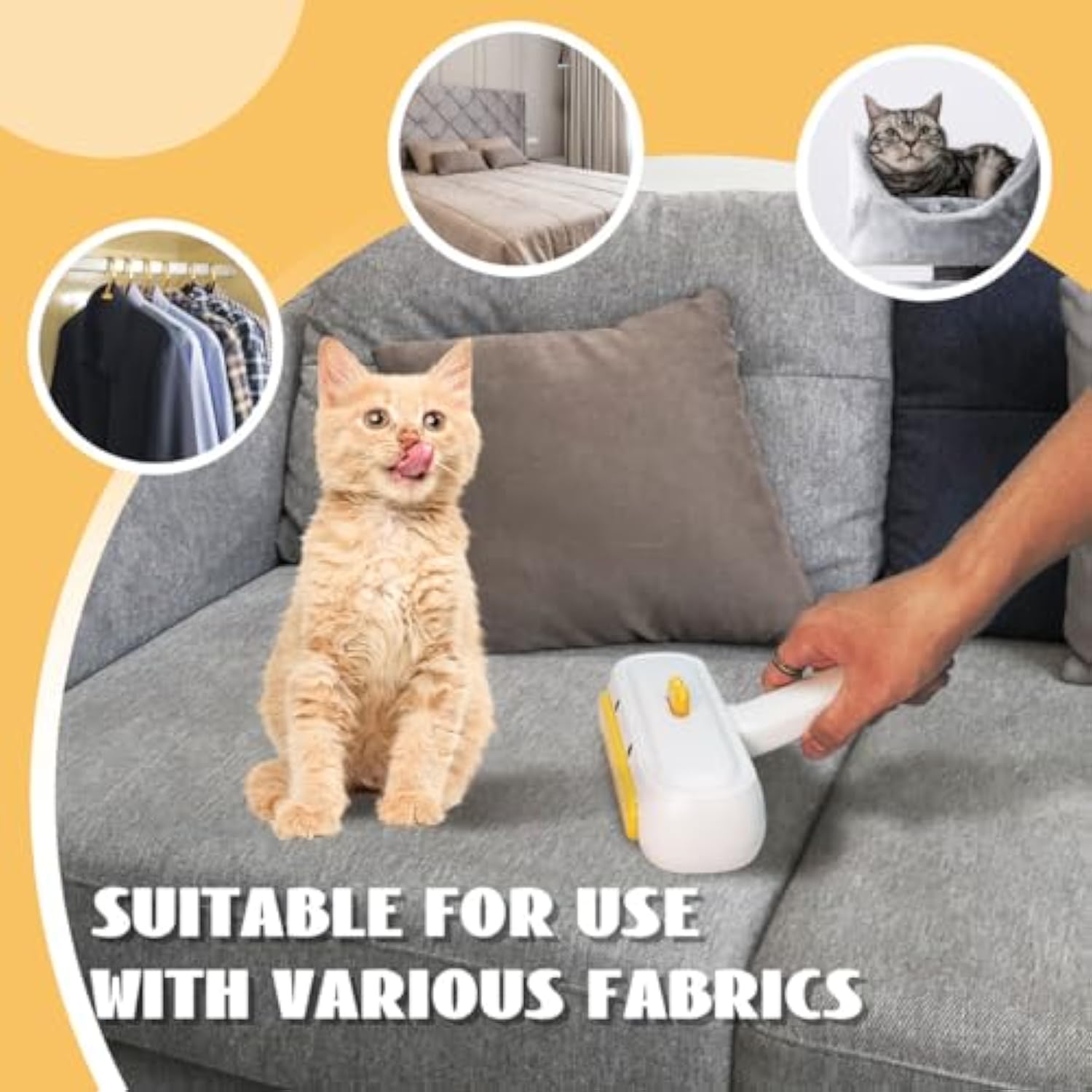 KFX-4863677 Portable Pet Hair Remover with Cute Design for Effortless Fur Removal on Any Surface