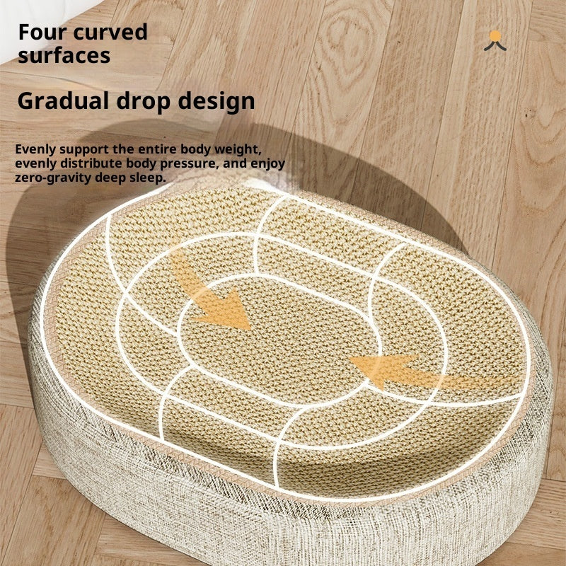 KFX-4866237 Sisal Cat Scratching Board with Integrated Oval Basin - Durable and Wear-Resistant Design