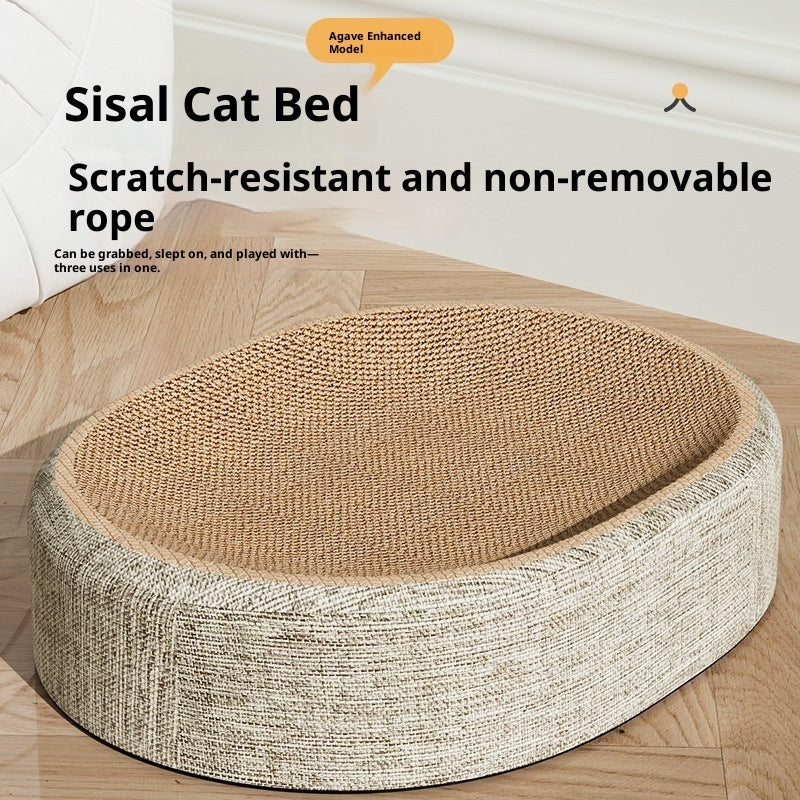 KFX-4866237 Sisal Cat Scratching Board with Integrated Oval Basin - Durable and Wear-Resistant Design